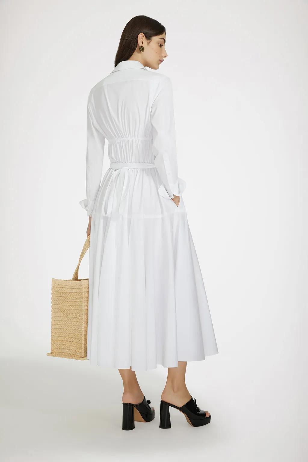 Patou Elasticated-Waist Long Sleeved Maxi Dress