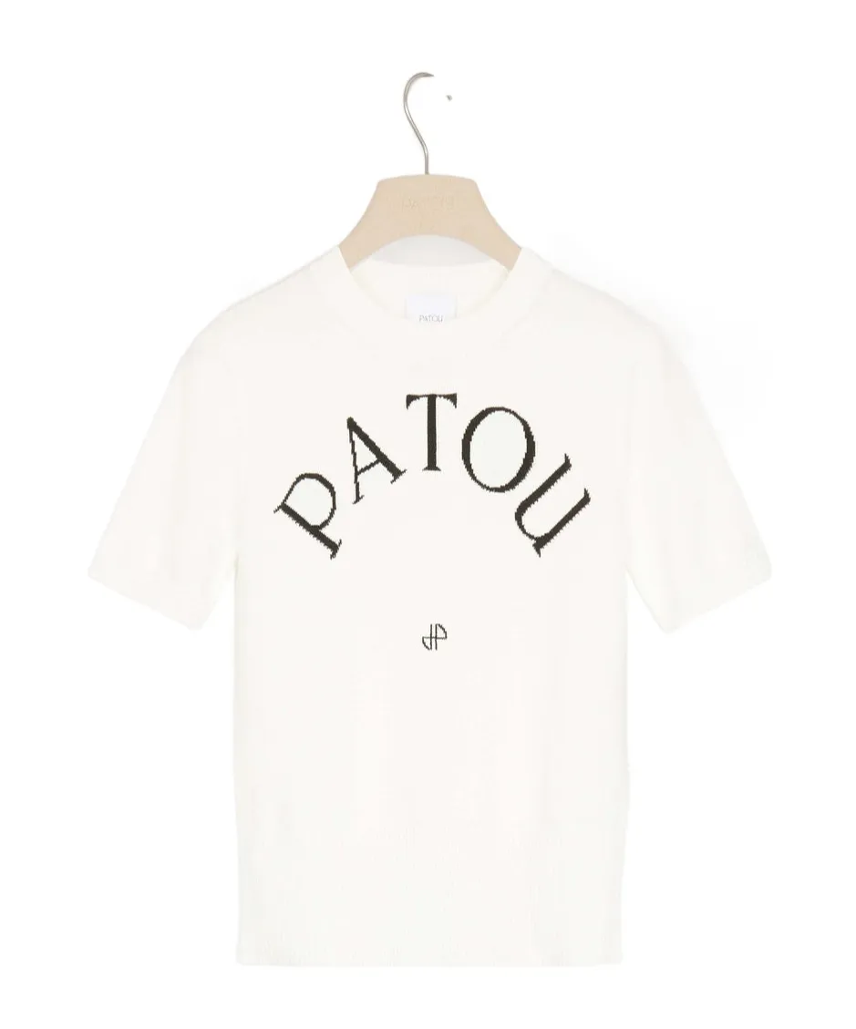 Patou Logo Intarsia Short-Sleeve Knit Top