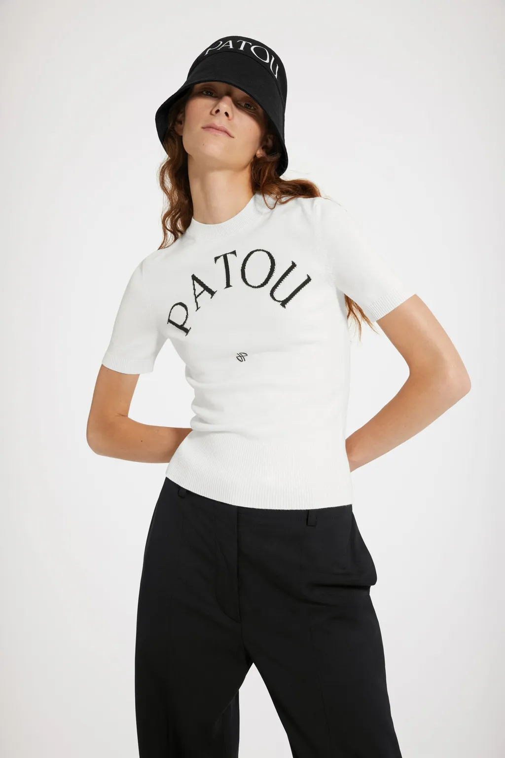 Patou Logo Intarsia Short-Sleeve Knit Top