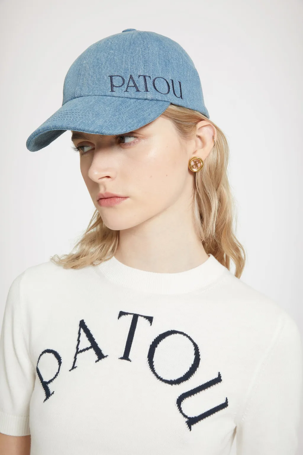 Patou Logo Intarsia Short-Sleeve Knit Top