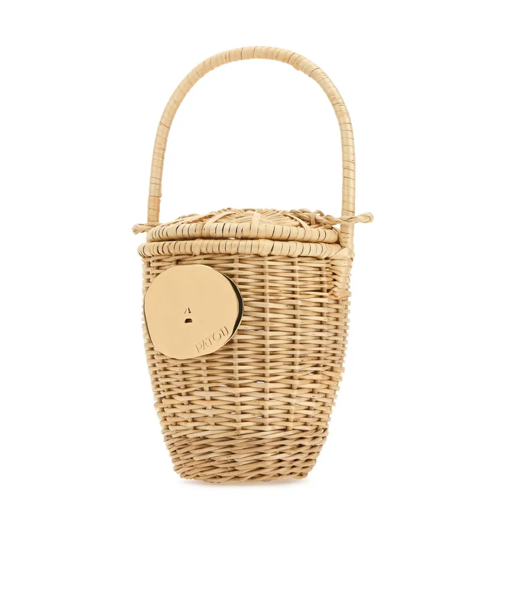 Patou Logo Plaque Woven Bucket Bag