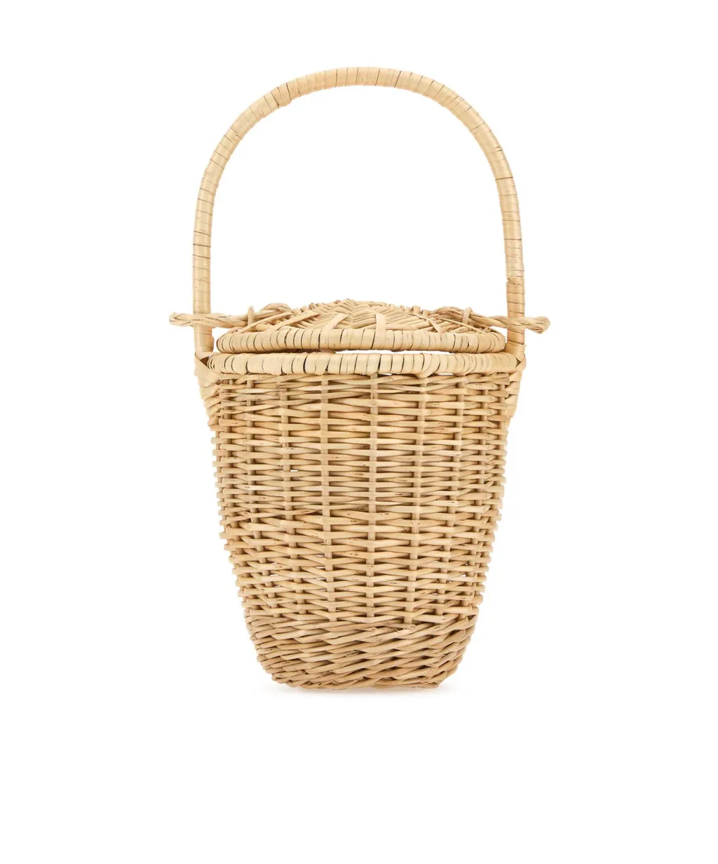 Patou Logo Plaque Woven Bucket Bag