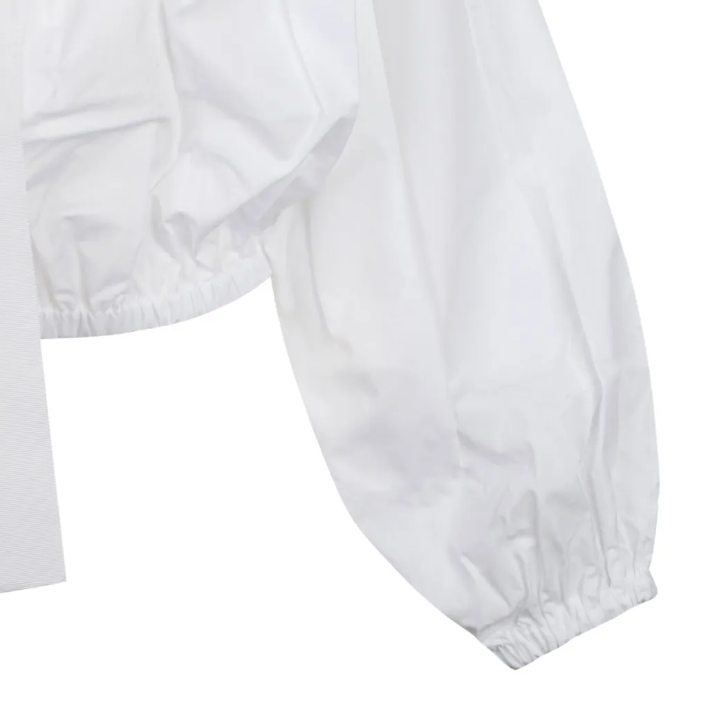 Patou Puff-Sleeved Ruffled Poplin Blouse
