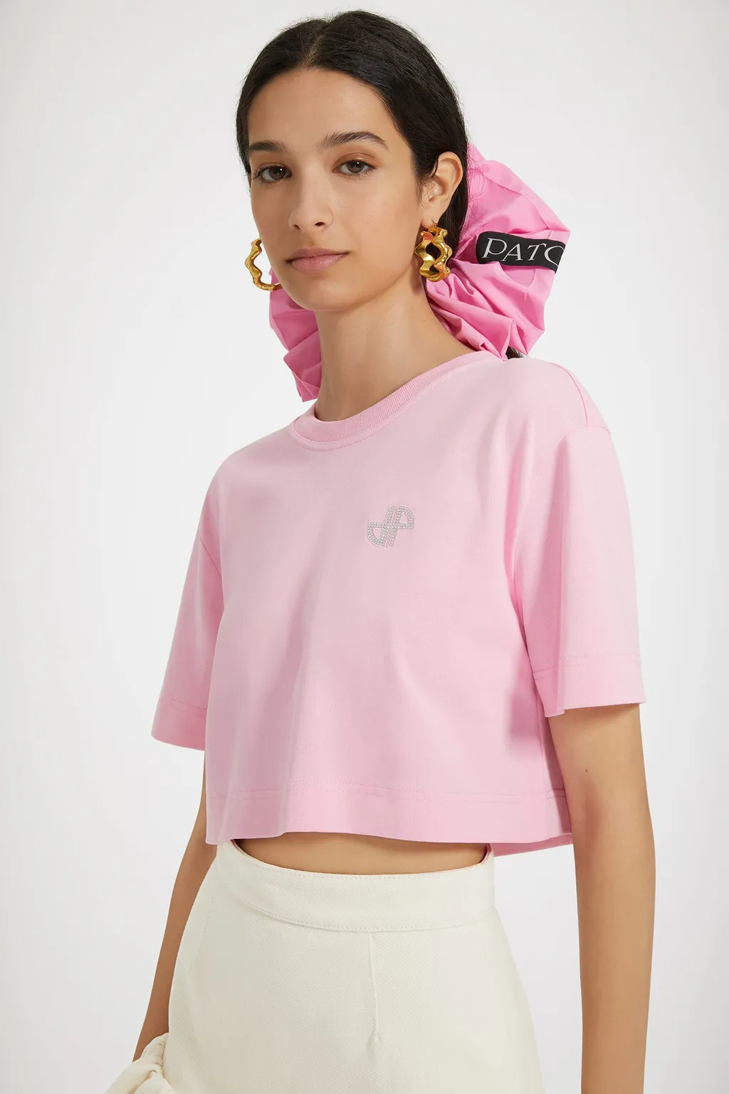 Patou Logo Embellished Cropped T-Shirt