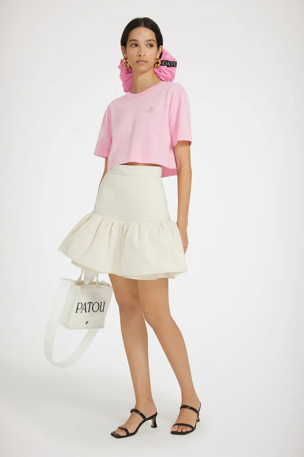 Patou Logo Embellished Cropped T-Shirt