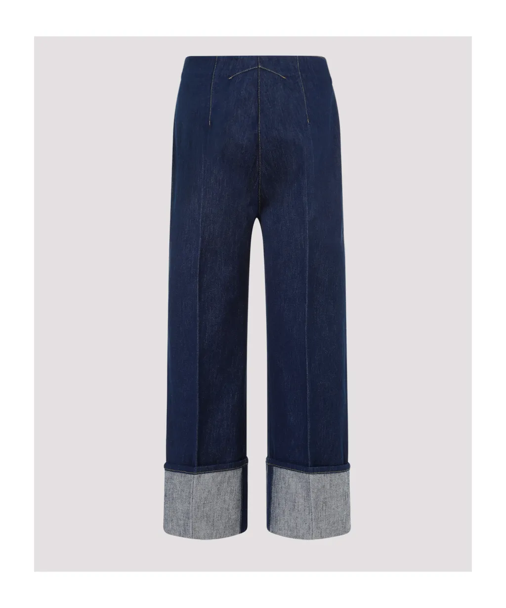 Patou High Waist Straight-Leg Cuffed Jeans