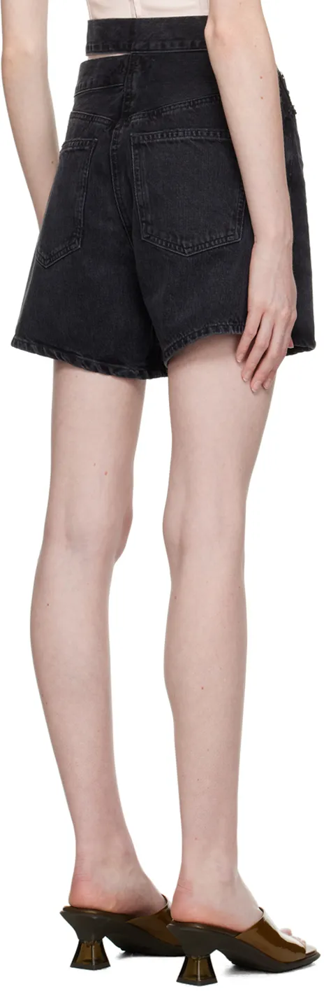 Agolde Cut Out Detailed Denim Shorts