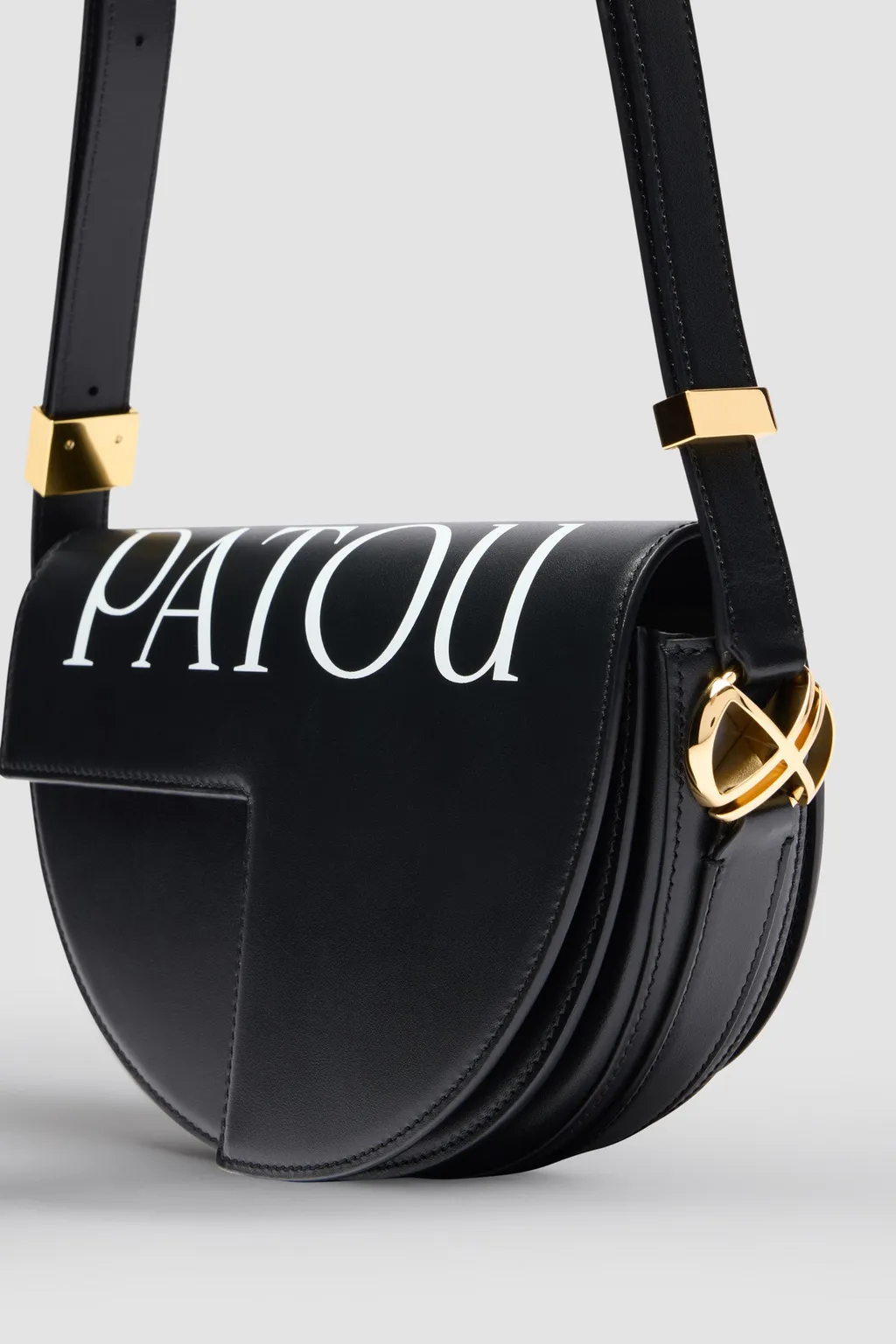 Patou Logo Print Fold-Over Top Shoulder Bag