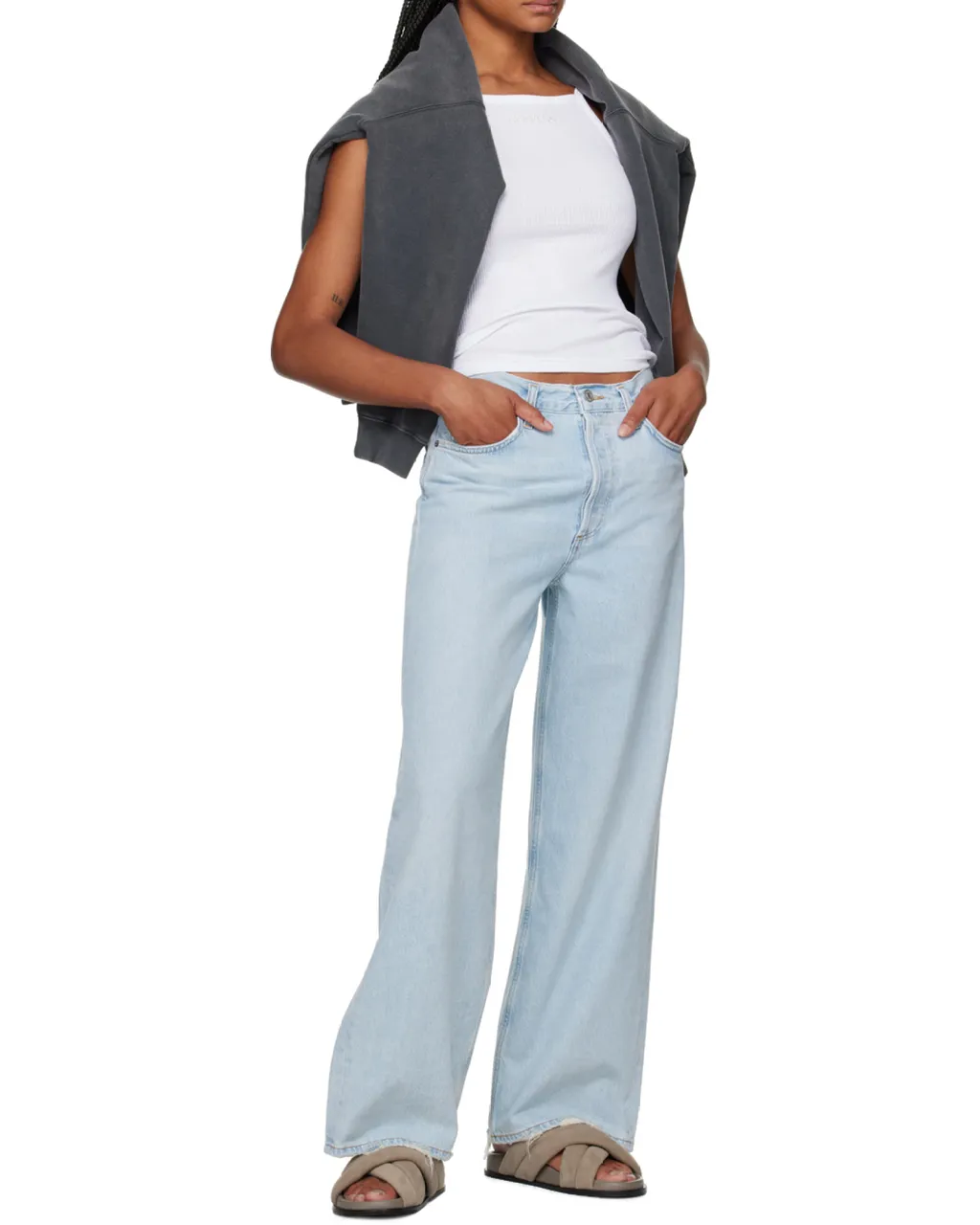 Low Slung Baggy Cotton Jeans