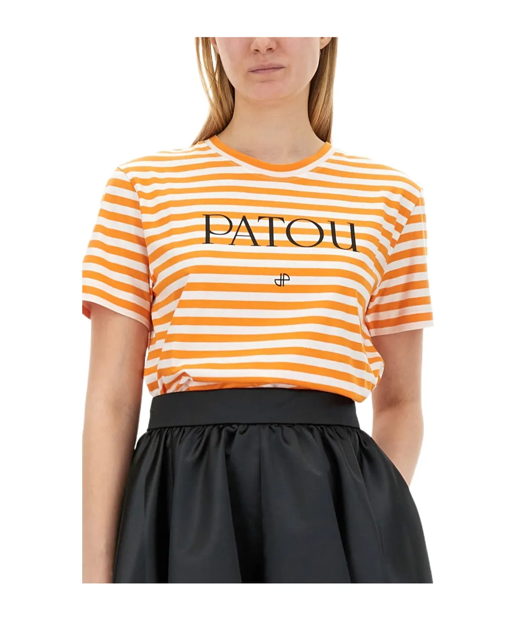 Patou Logo-Printed Striped Crewneck T-Shirt