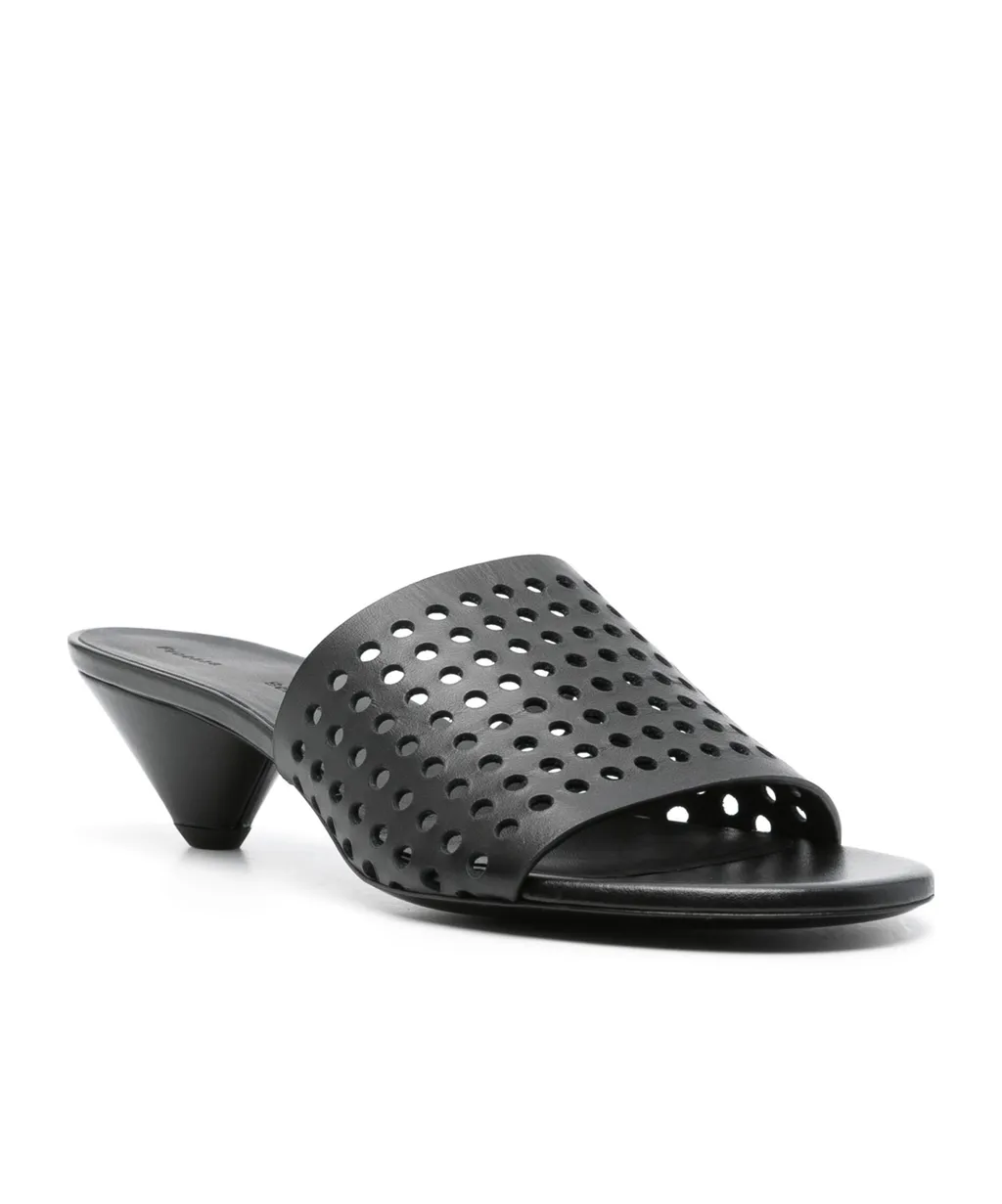 50Mm Perforated Leather Mules
