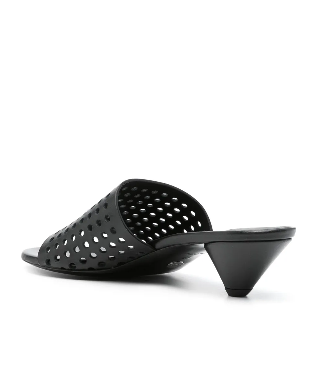 50Mm Perforated Leather Mules