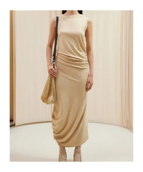 Lemaire Sleeveless Draped Crepe Maxi Dress