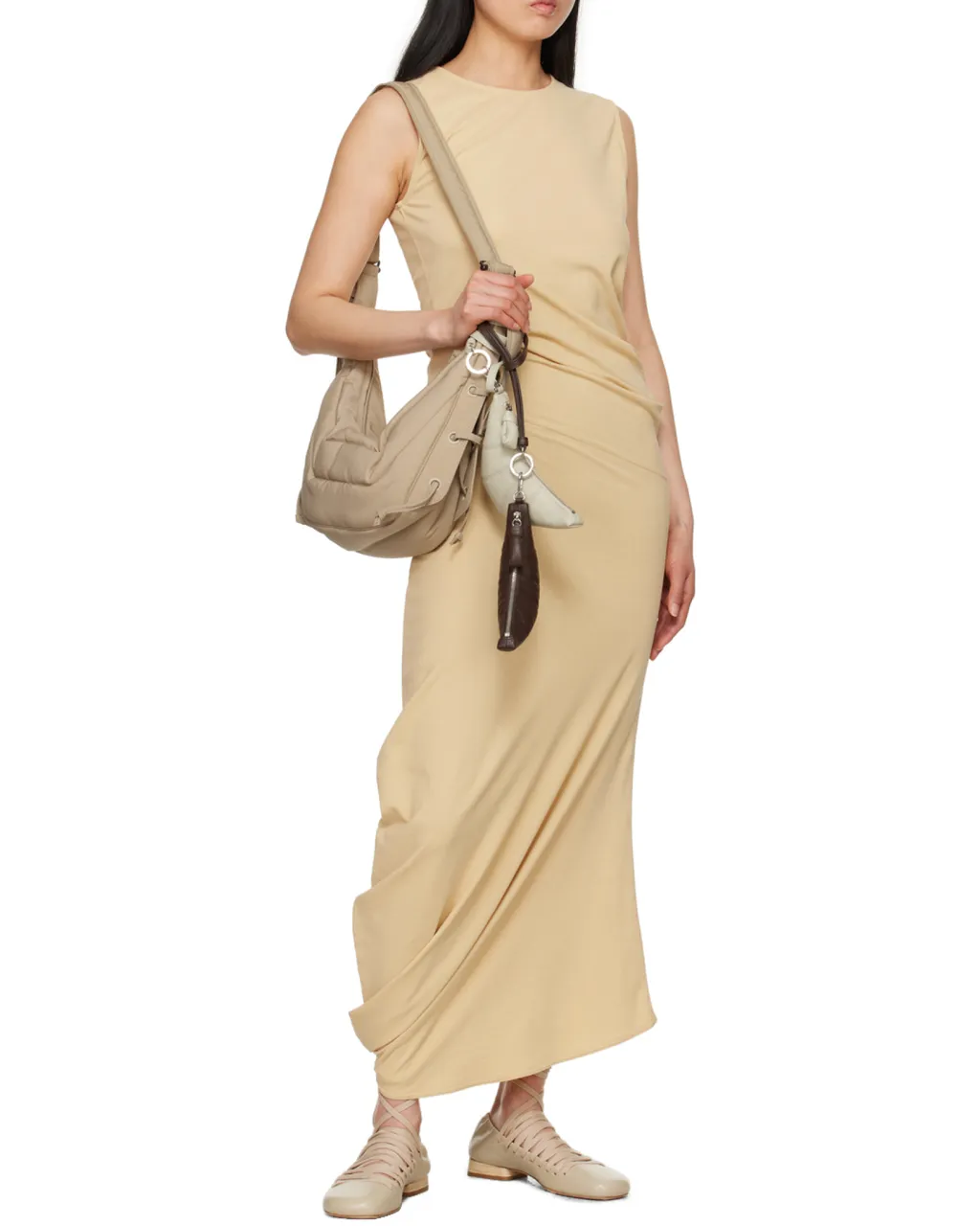 Lemaire Sleeveless Draped Crepe Maxi Dress