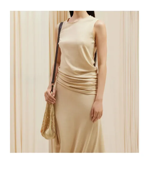 Lemaire Sleeveless Draped Crepe Maxi Dress