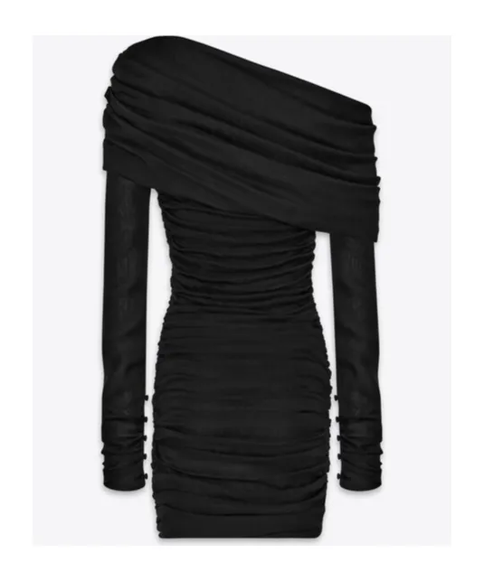 Ruched One-Shoulder Dress In Silk Muslin
