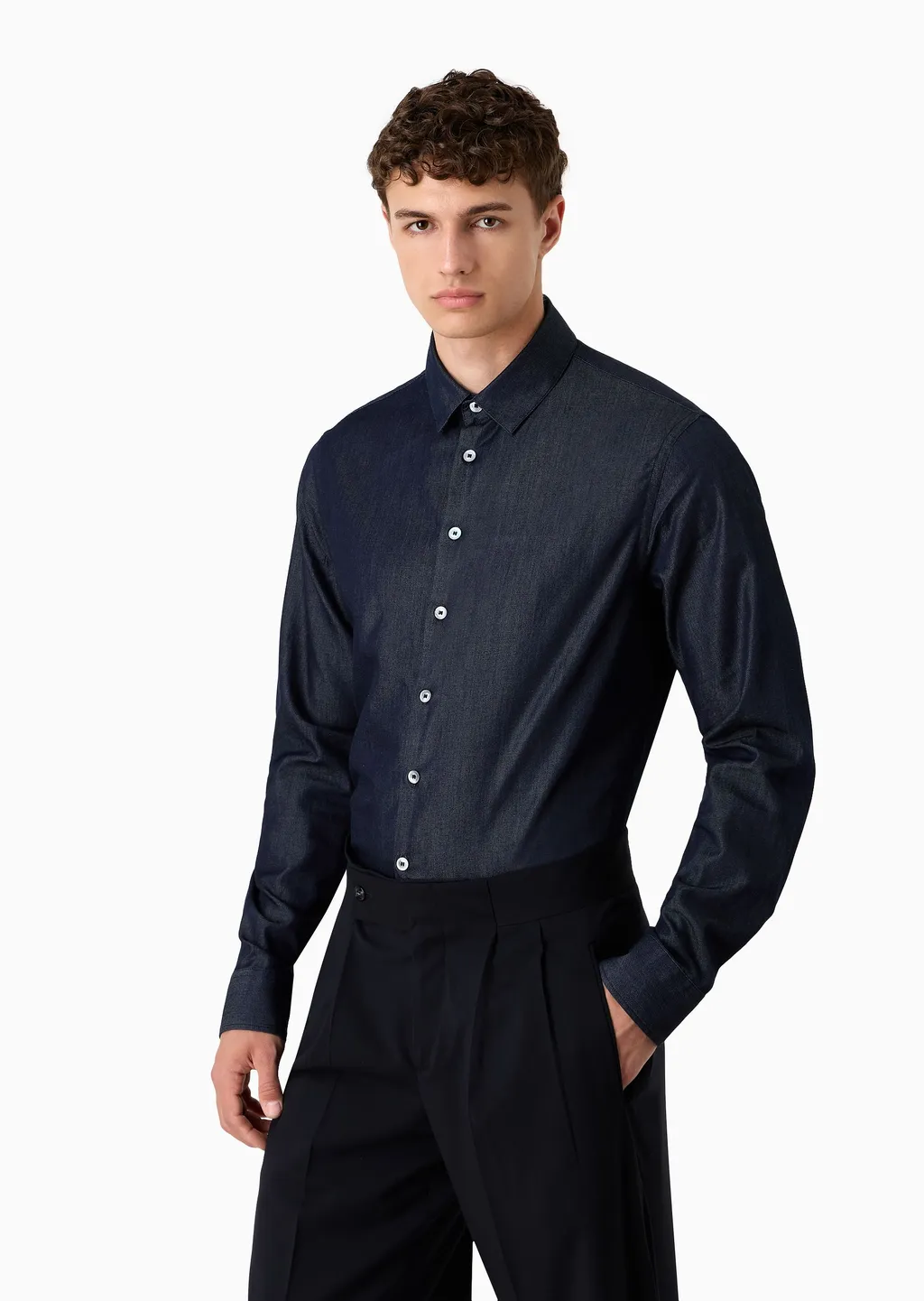 Giorgio Armani Slub-Effect Buttoned Shirt