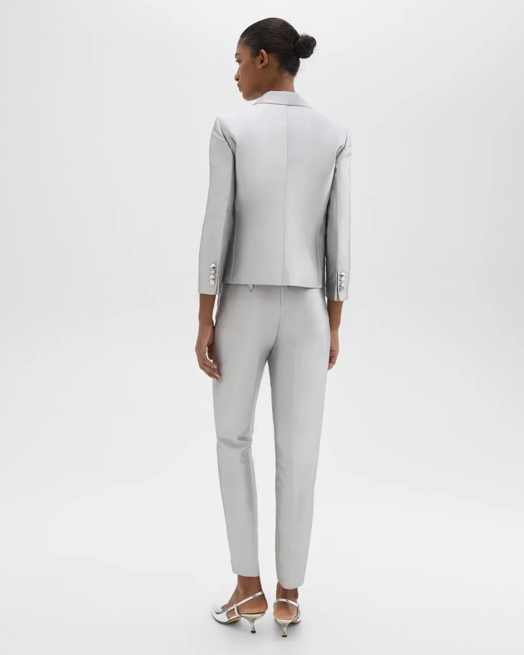 Theory Metallic Effect Tapered Trousers
