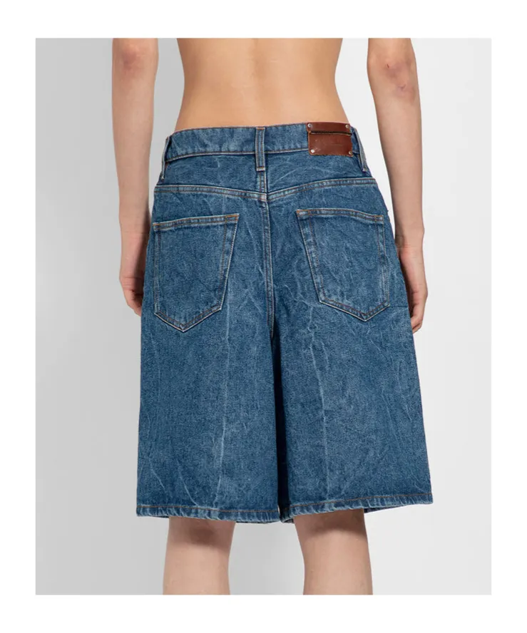 Belt-Loop Denim Shorts