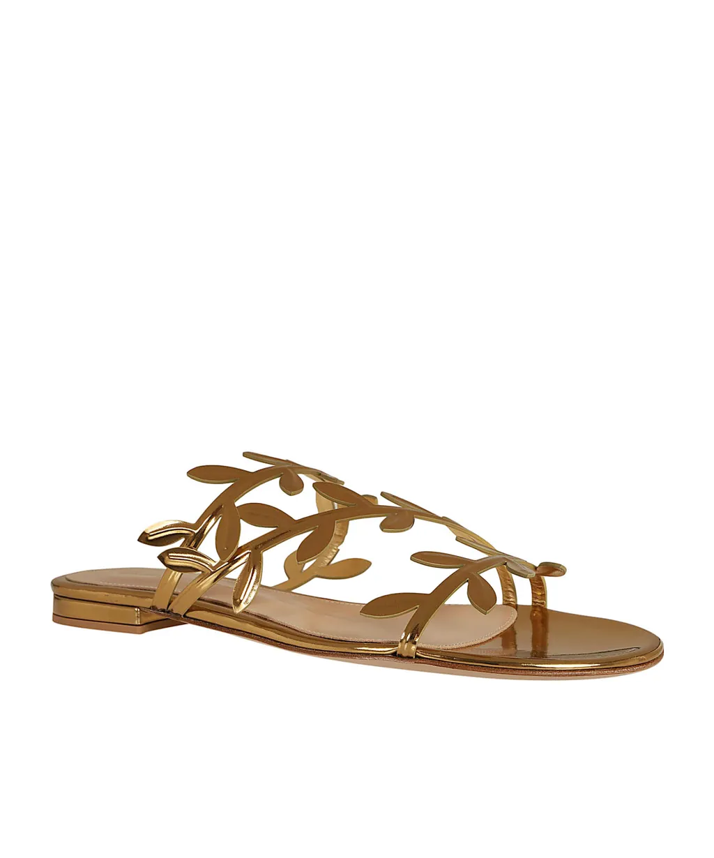 Gianvito Rossi Flavia Leaf Motif Flat Slides