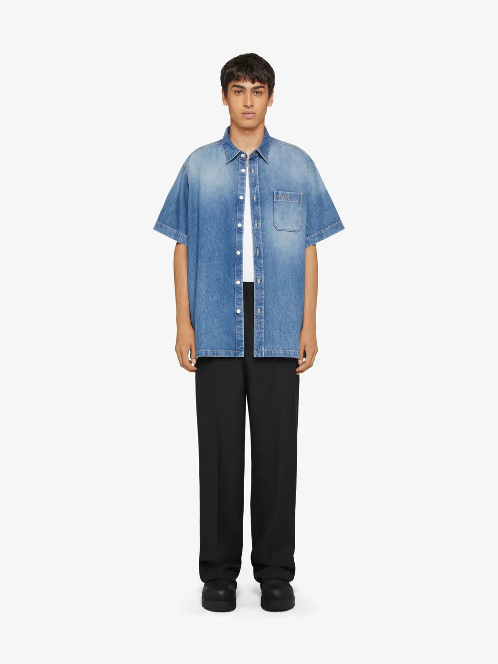 Givenchy Logo Embroidered Denim Shirt