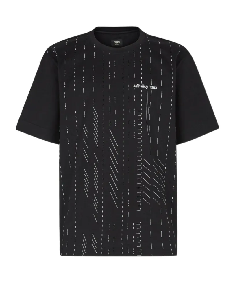 Fendi Logo Embroidered Crewneck T-Shirt