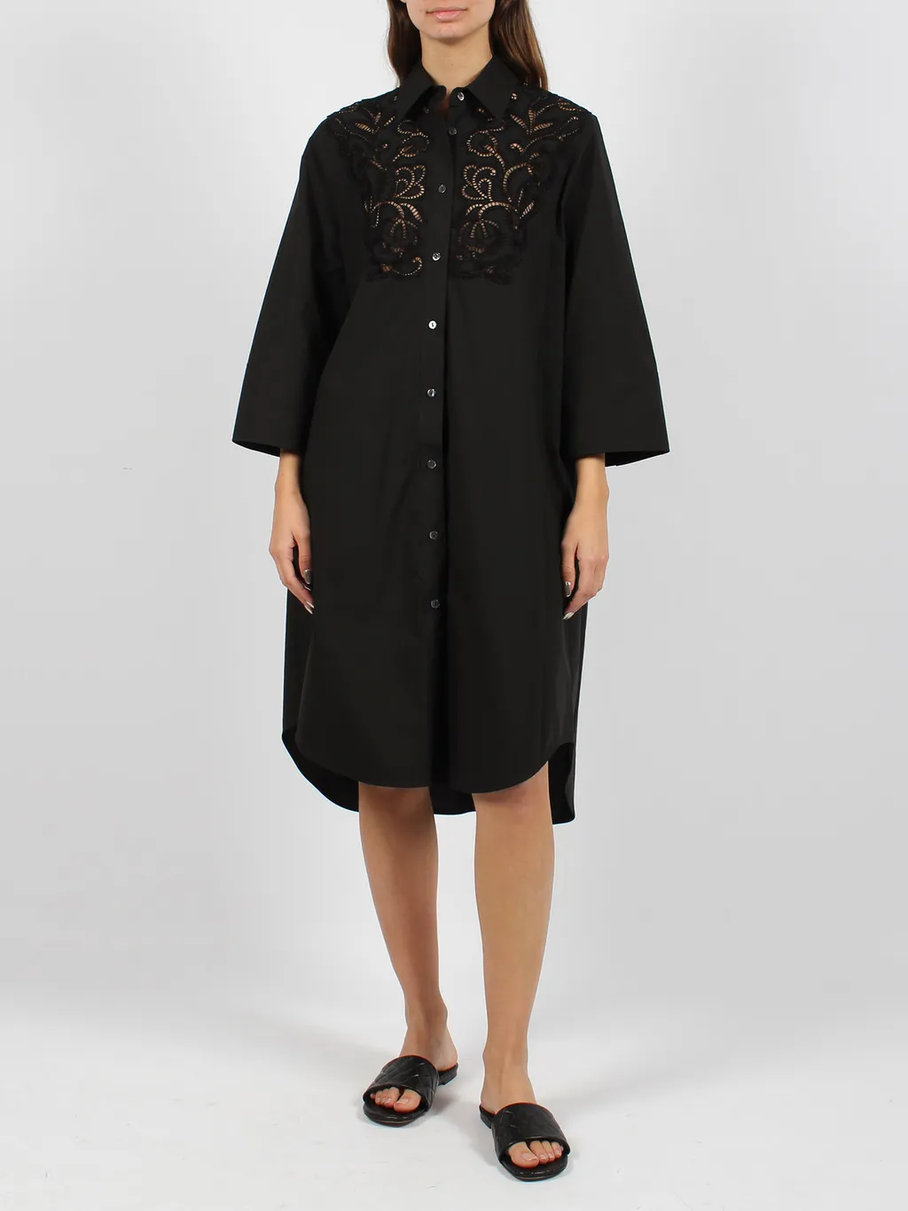 P.A.R.O.S.H. Embroidered Midi Shirt Dress