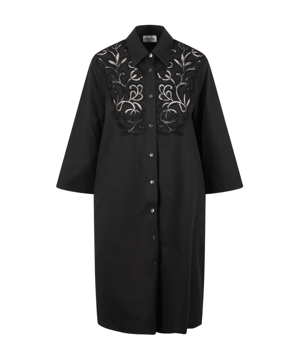 P.A.R.O.S.H. Embroidered Midi Shirt Dress