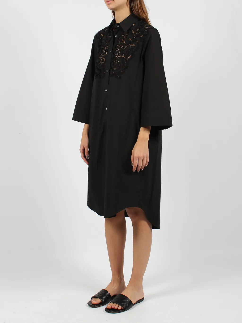 P.A.R.O.S.H. Embroidered Midi Shirt Dress