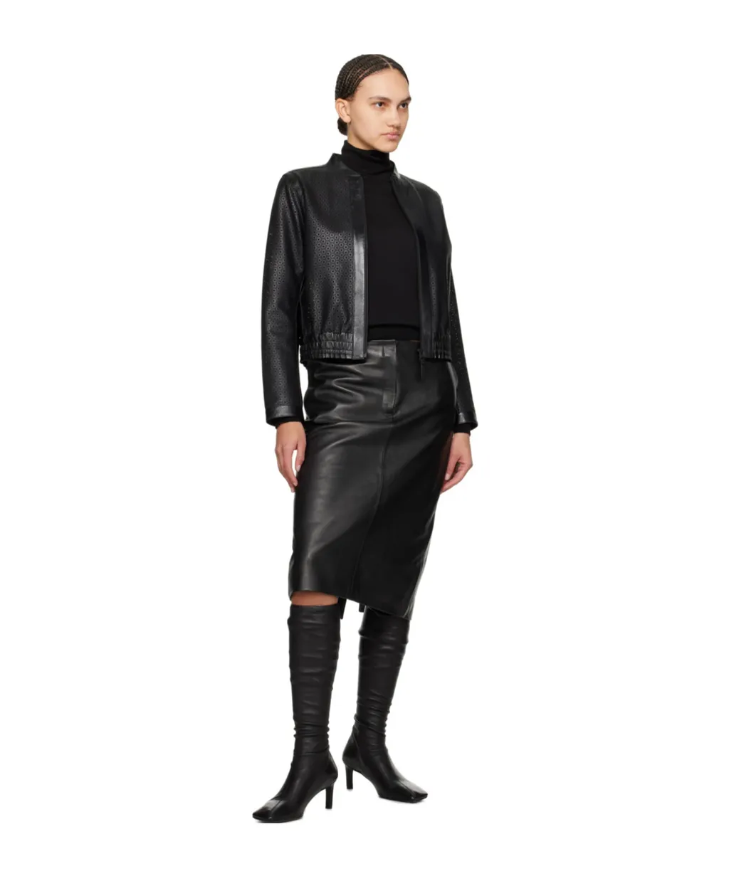 Noelia Zippered Leather Jacket