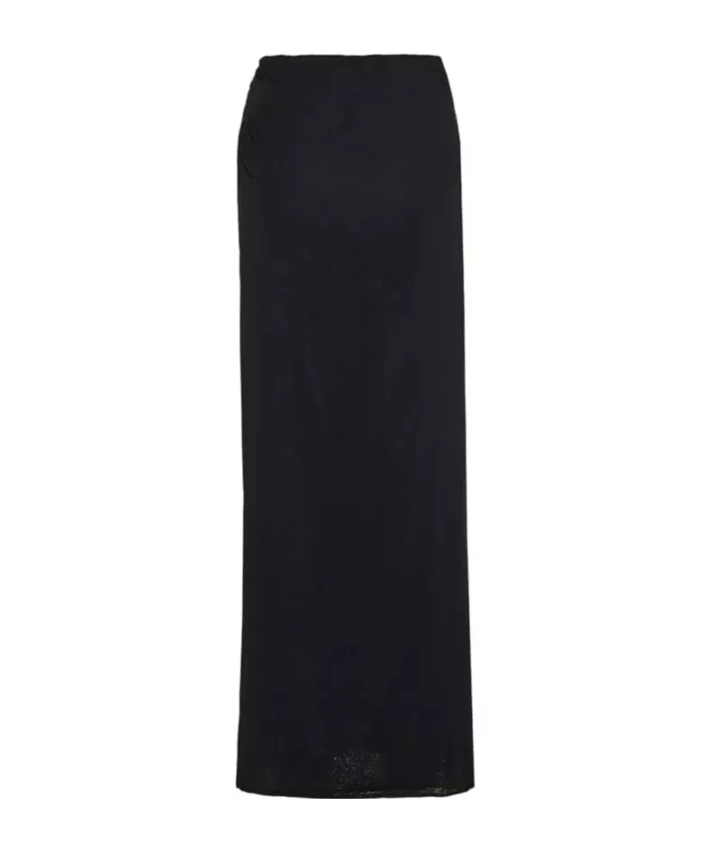 Semi-Sheer Long Wrap Skirt