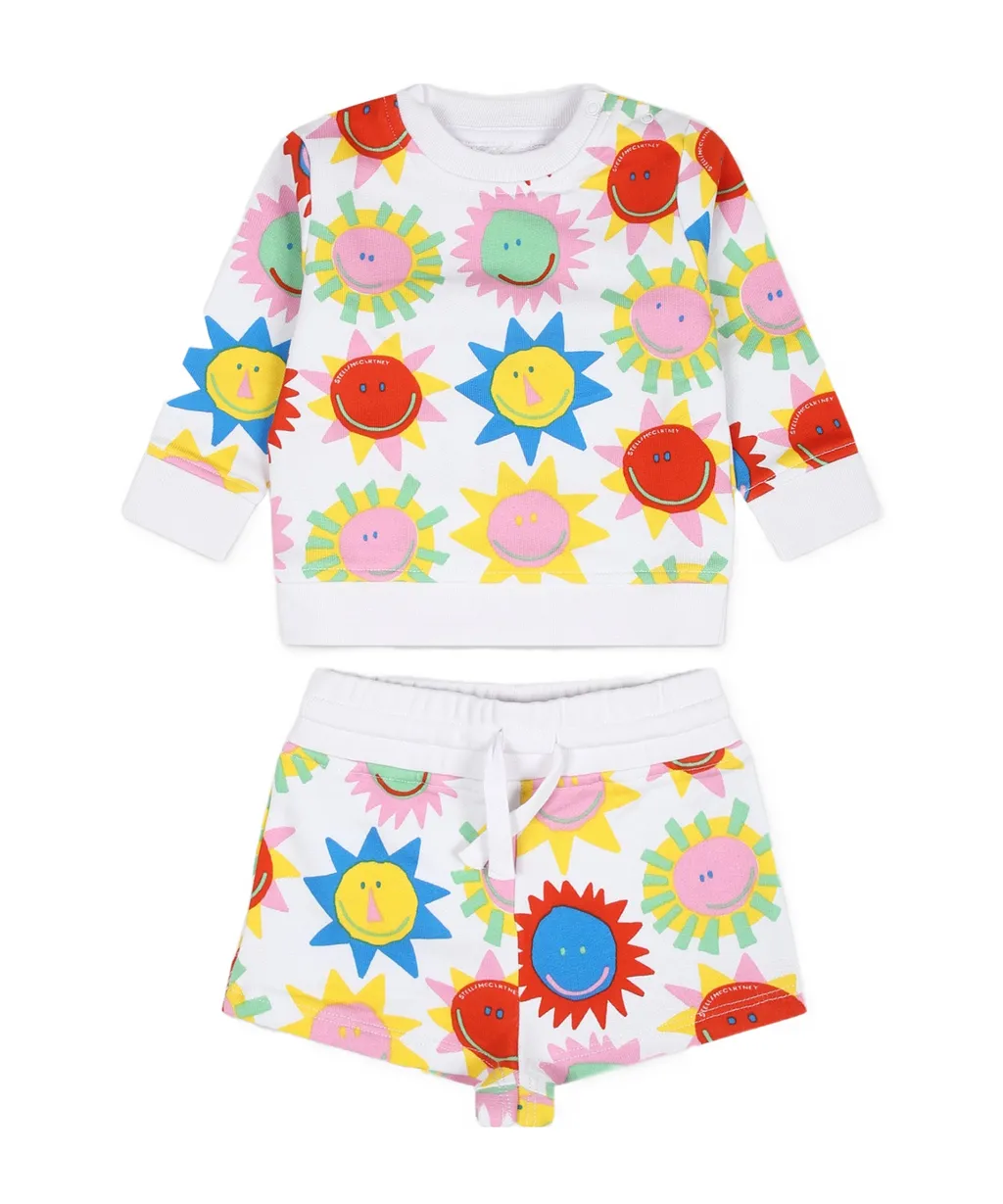 Pattern Sweatshirt And Shorts Suit