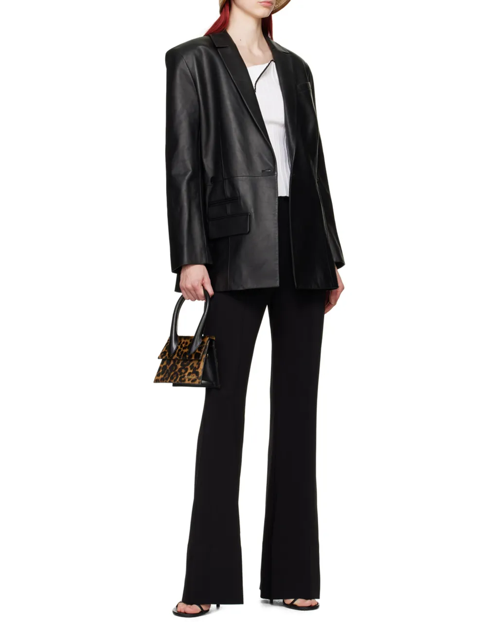 Long-Sleeved Leather Jacket