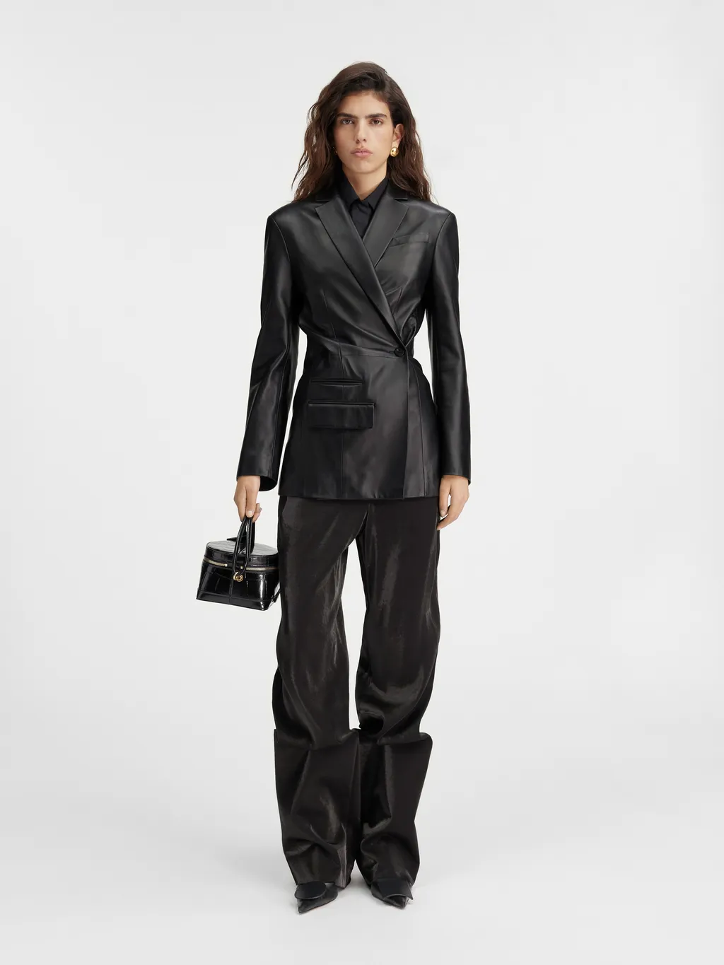 Long-Sleeved Leather Jacket
