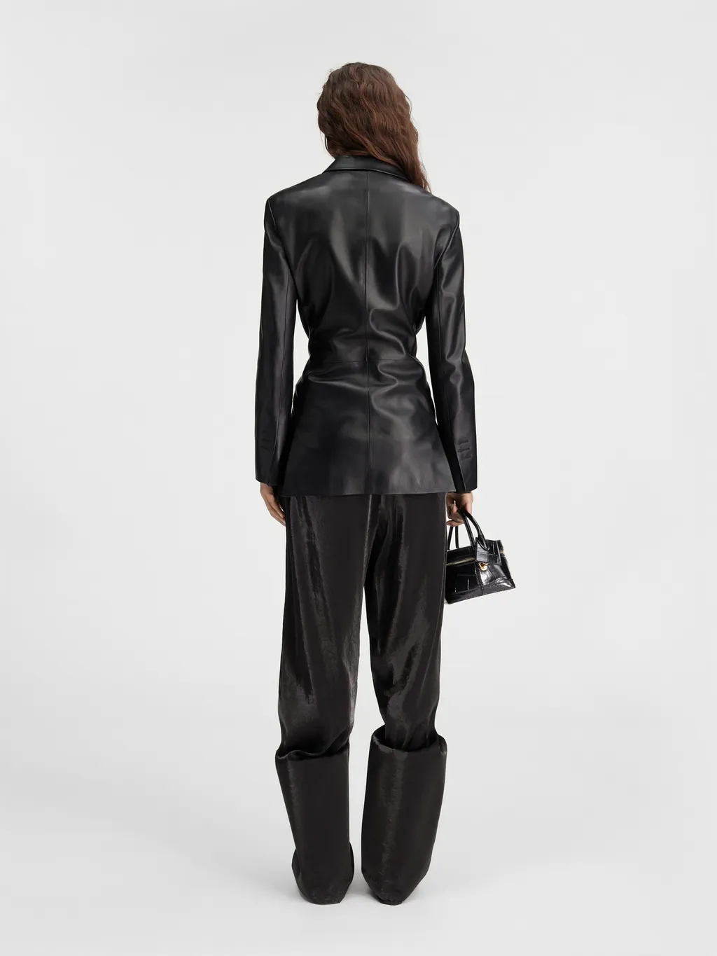 Long-Sleeved Leather Jacket