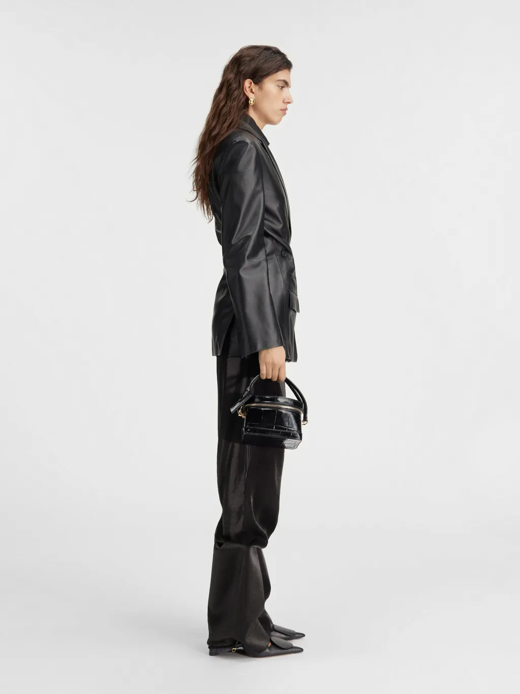 Long-Sleeved Leather Jacket
