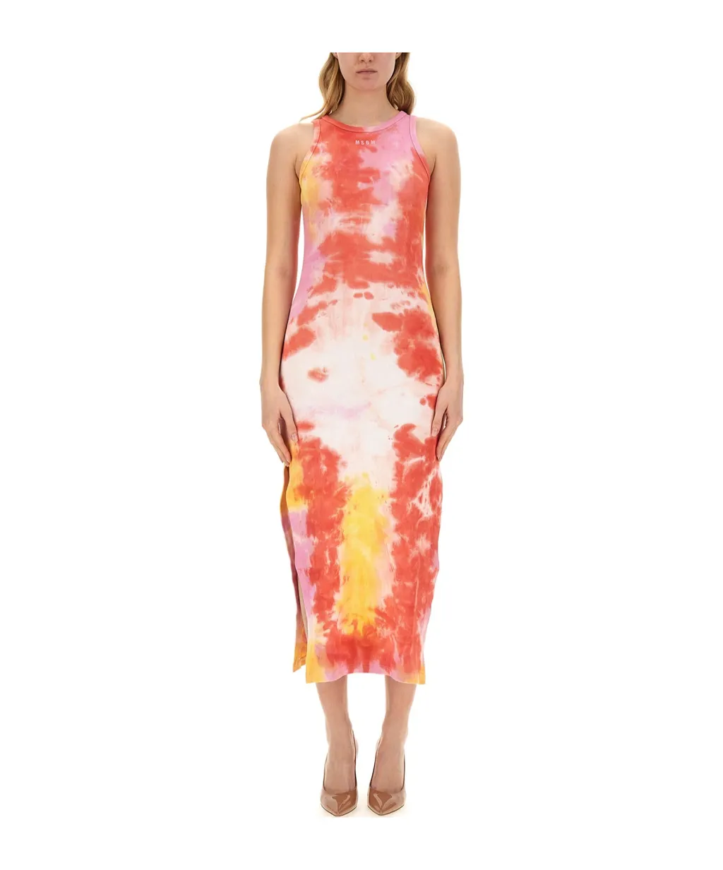 Msgm Tie-Dye Sleeveless Midi Dress
