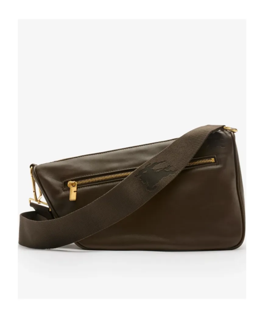 Medium Shield Leather Messenger Bag