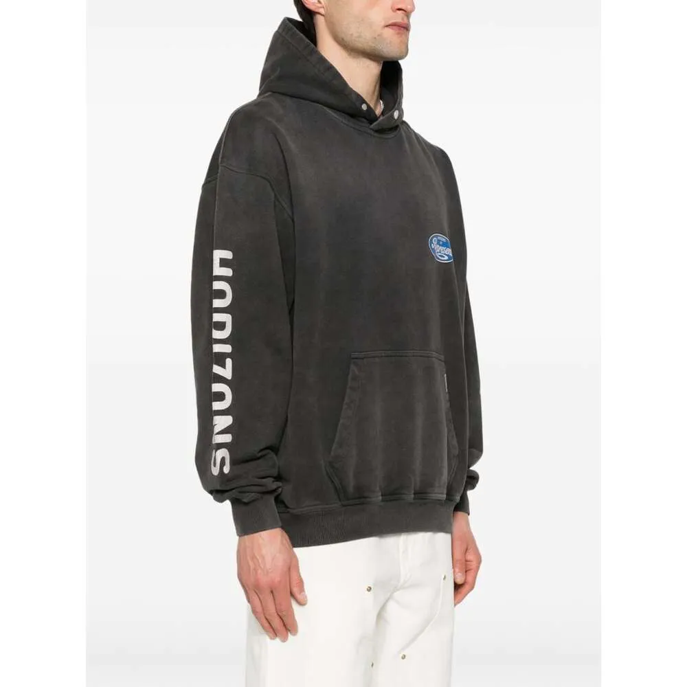 Represent Logo Printed Faded Effect Hoodie
