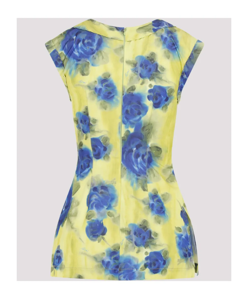 Floral-Print Taffeta Top