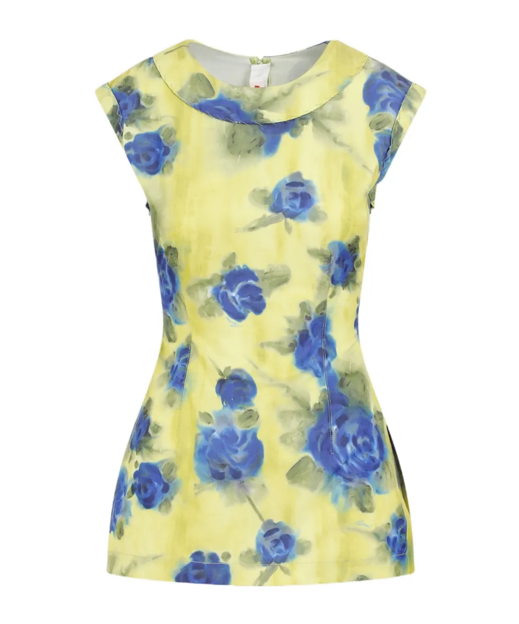 Floral-Print Taffeta Top