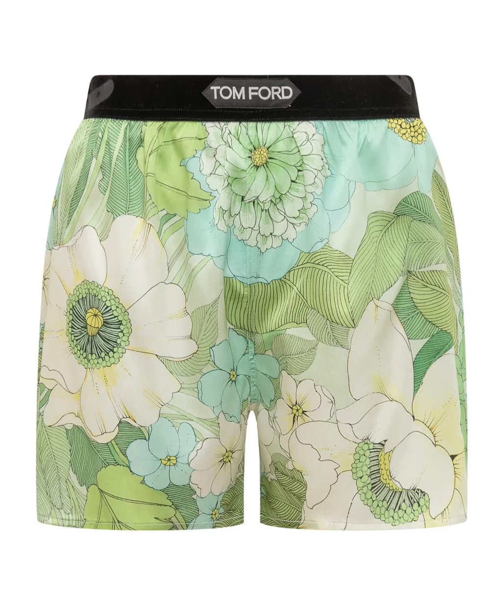 Logo-Waistband Floral-Print Shorts