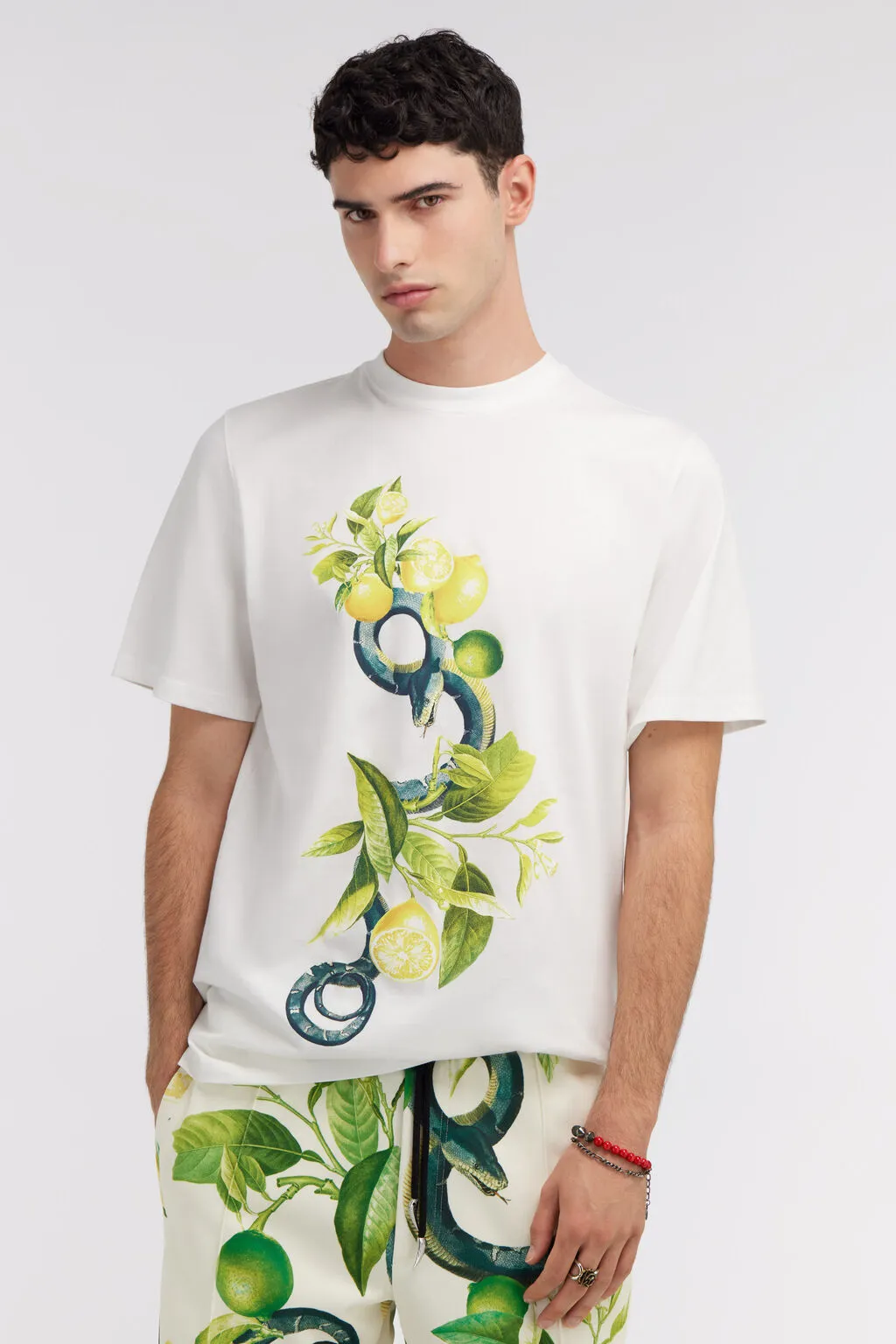 Lemon And Snake-Print T-Shirt