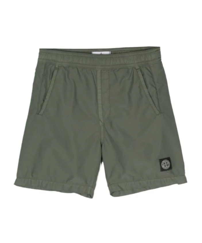 Stone Island Junior Compass-Motif Jersey Swim Shorts