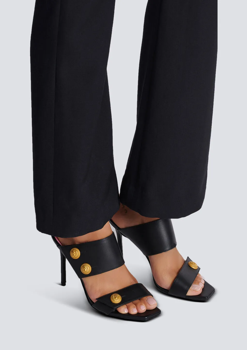 Balmain Square Toe Heeled Mules