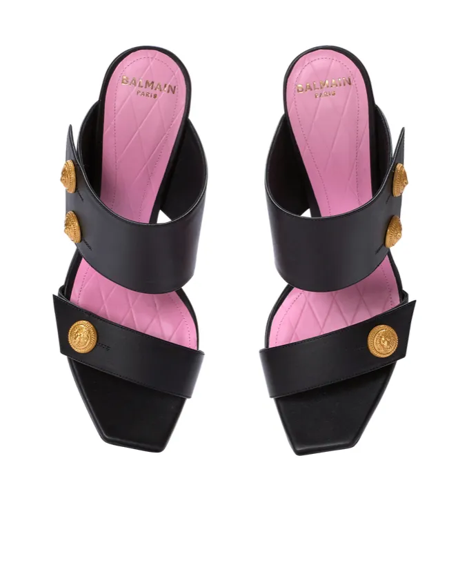 Balmain Square Toe Heeled Mules