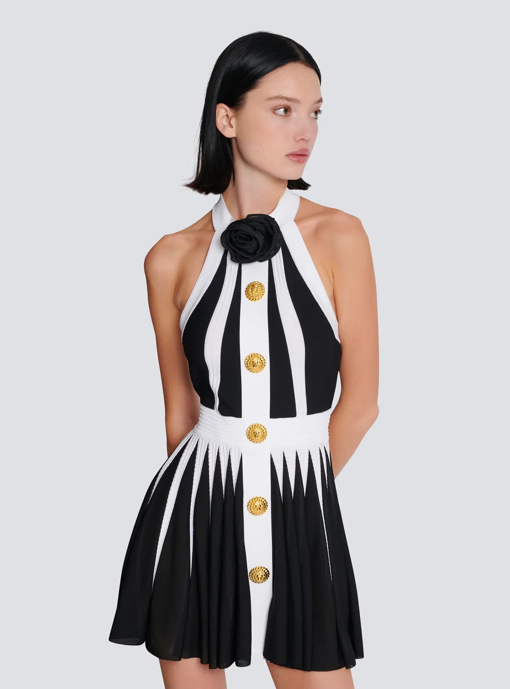Balmain Rose Detailed Mini Dress