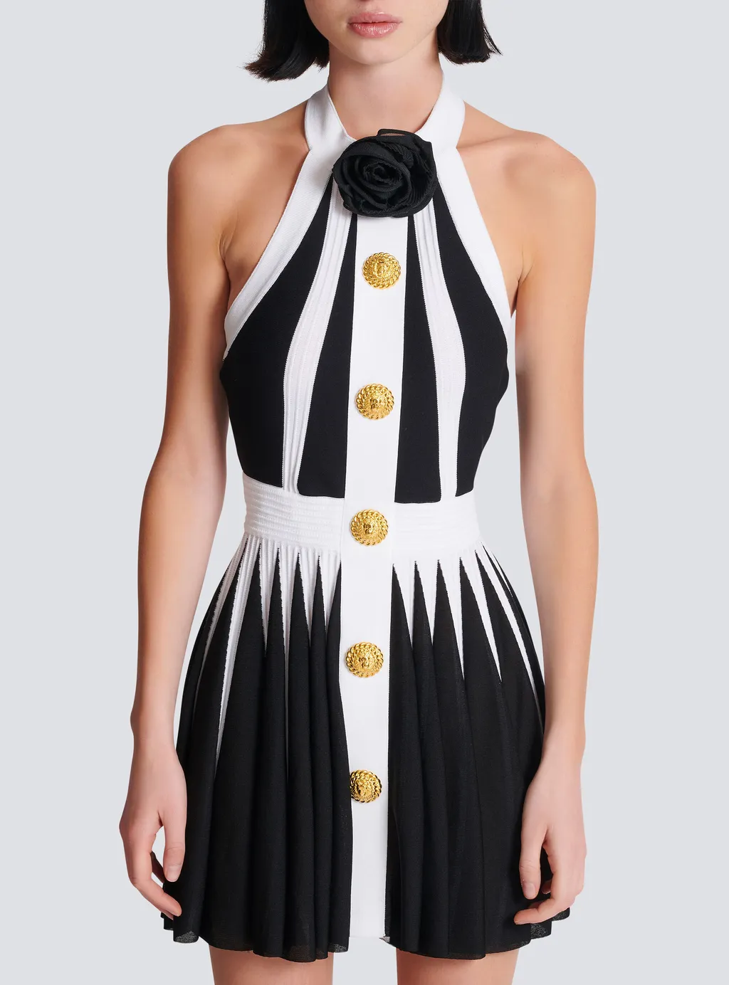 Balmain Rose Detailed Mini Dress