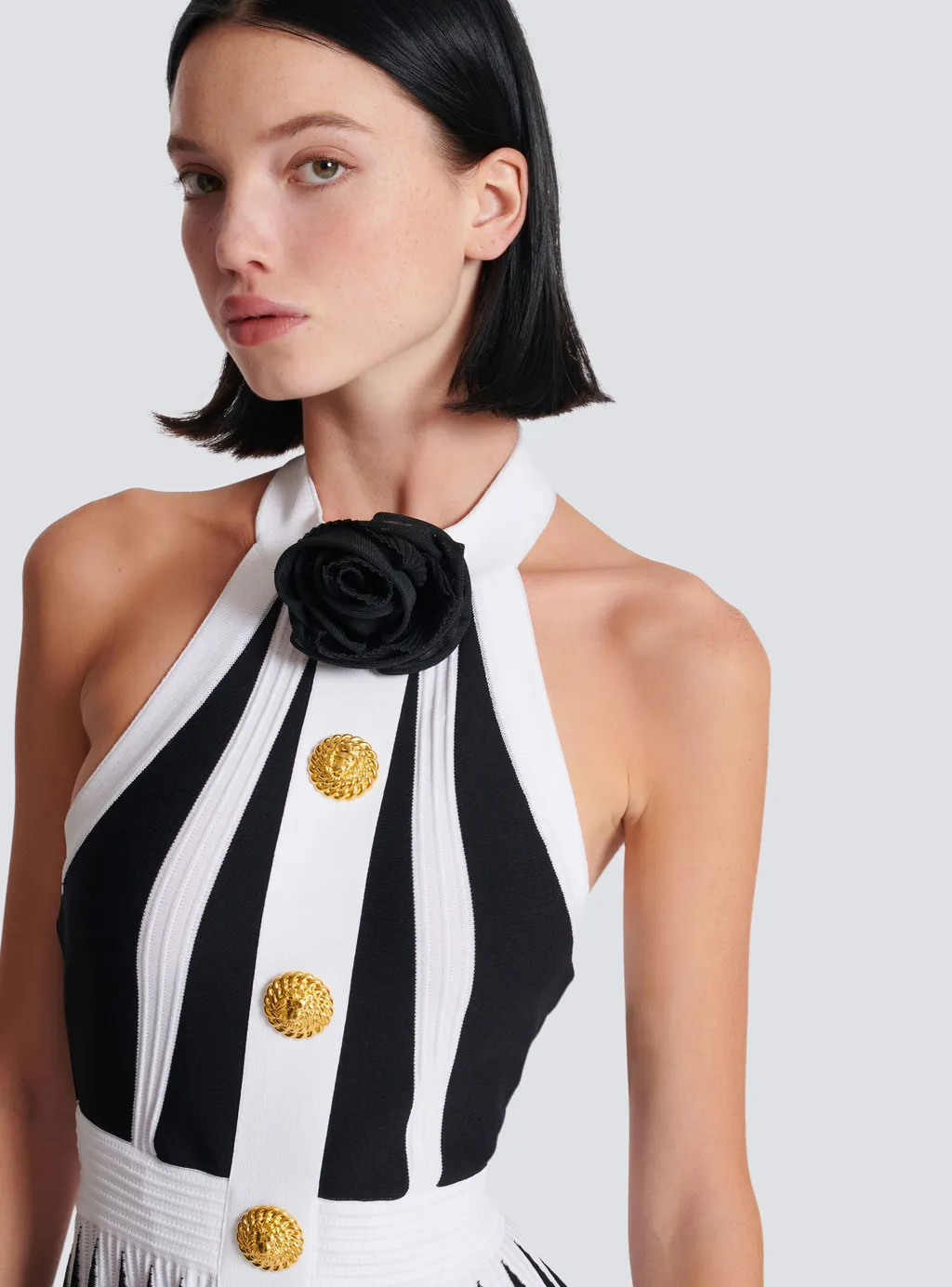 Balmain Rose Detailed Mini Dress