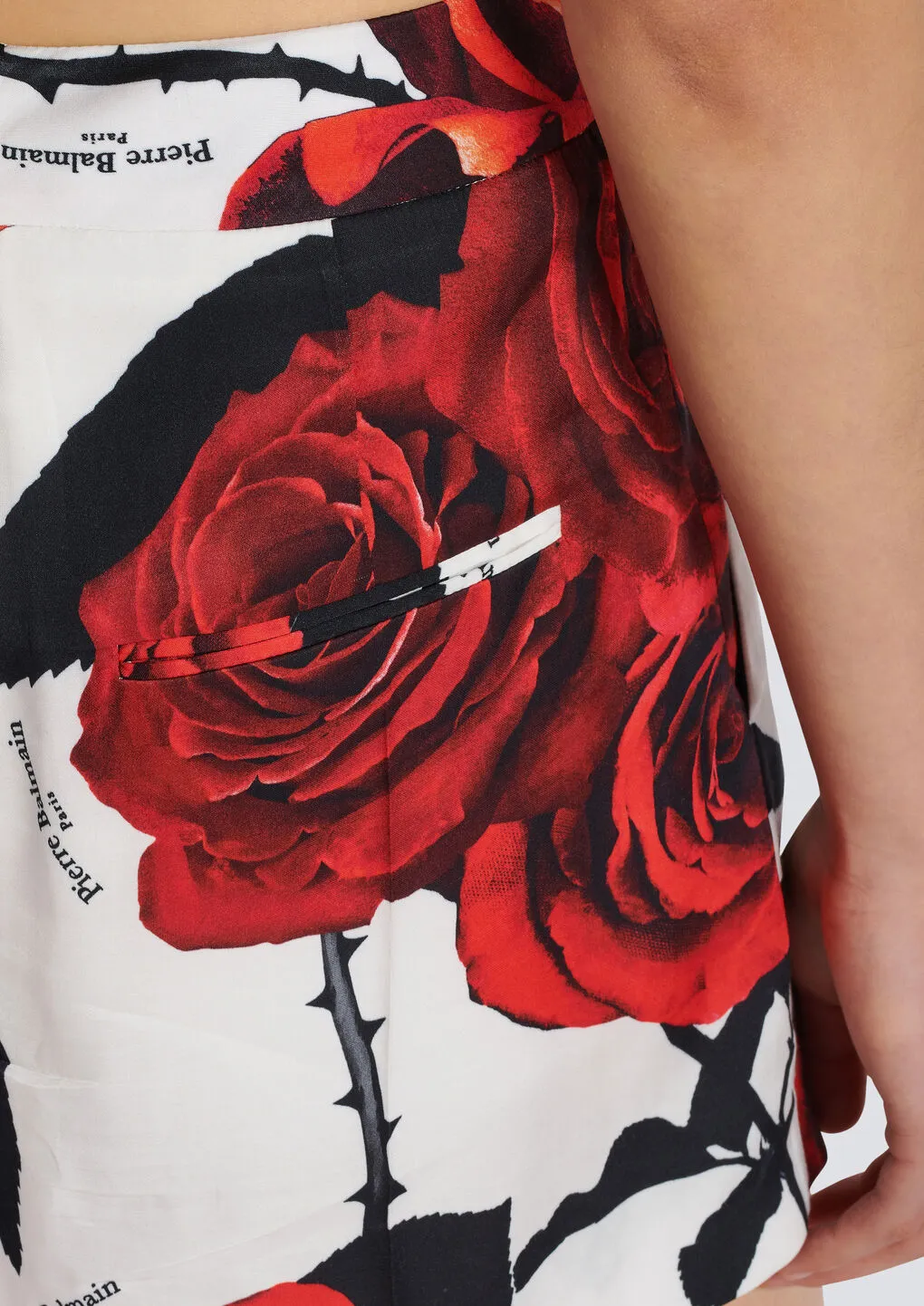 Balmain Rose Printed Satin Shorts